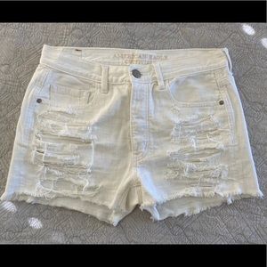 AE Ripped High-rise White Shorts